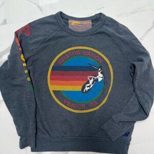Aviator Nation Gray Crewneck with Multicolor Logo